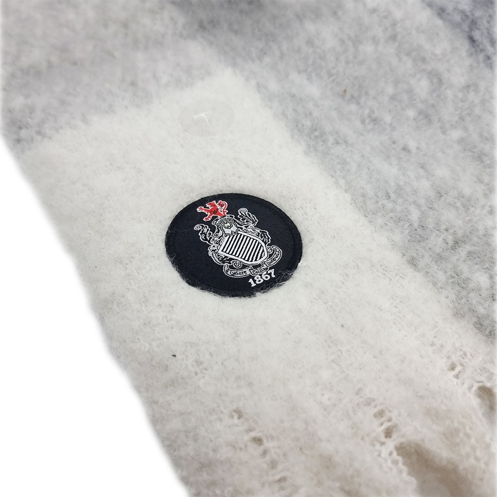 QPFC Fluffy Check Scarf Grey