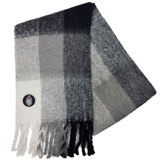 [QPFC-0200-015-018] QPFC Fluffy Check Scarf Grey